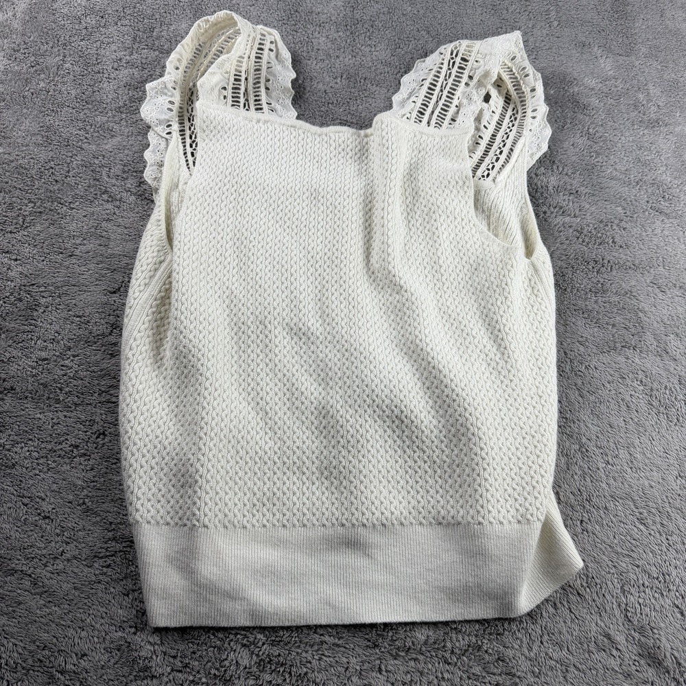 Pilcro Anthropologie Boho Button Up Shirt Womens Medium White Ivory Lace - Picture 9 of 12